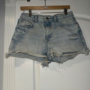 Primark Faded Blue Ripped Jean Shorts